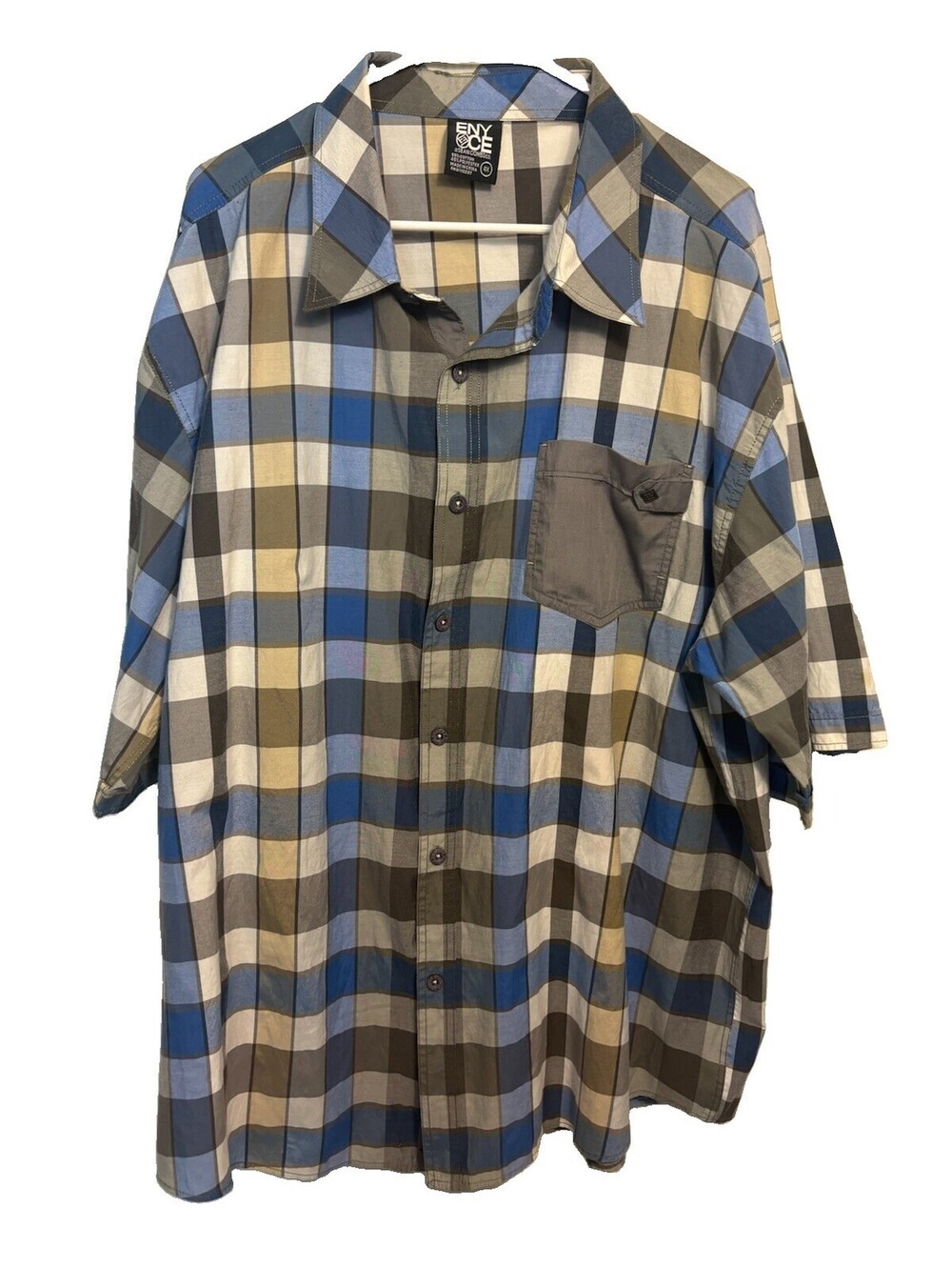 Vintage Enyce Plaid Button Up Shirt Sean Combs Co Blue Gray Y2K Hip Hop 4X